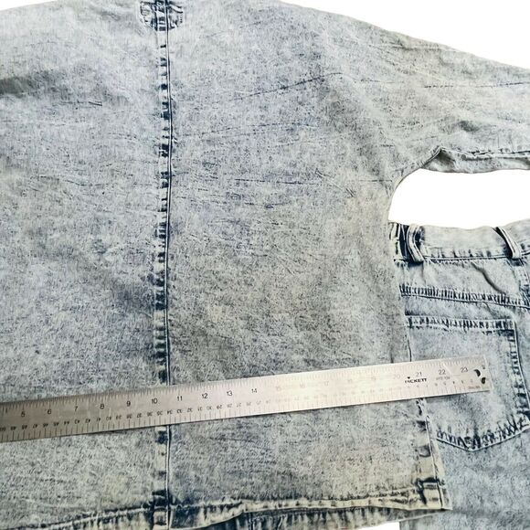 Fringe Acid Wash Denim 2 Piece Jeans Suit Vintage 90s Andiamo Womens Blue Small - Picture 13 of 16